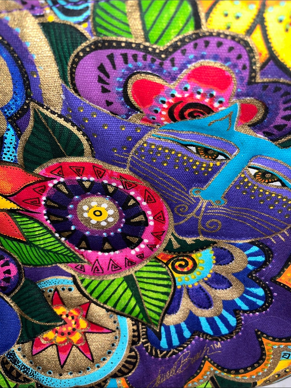 Laurel Burch Multicolor Floral Crossbody with Purple Strap - Picture 5 of 13